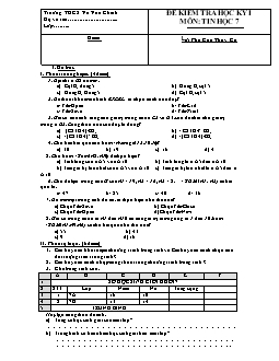 Đề kiểm tra học kỳ I môn: Tin học 7