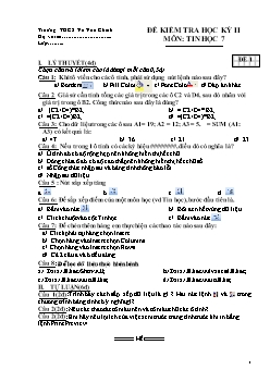 Đề kiểm tra học kỳ II môn: Tin học 7