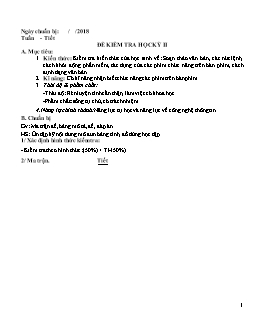 Đề kiểm tra học kỳ II năm học 2017 - 2018 môn: Tin học lớp 6 – Phần lý thuyết