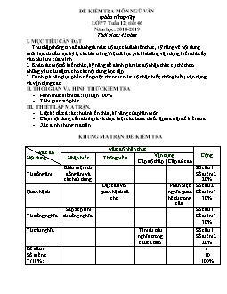 Đề kiểm tra môn Ngữ văn (phần Tiếng Việt) lớp 7 tuần 12, tiết 46