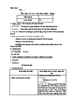 Giáo án dạy thêm Ngữ văn 9: Ôn tập về các văn bản nhật dụng