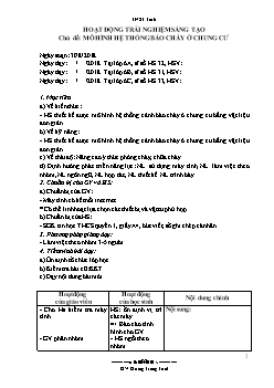 Giáo án Hoạt động trải nghiệm sáng tạo - Chủ đề: Mô hình hệ thống báo cháy ở chung cư