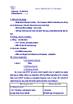 Giáo án môn Tin học khối 6 - Bài 1 đến bài 8