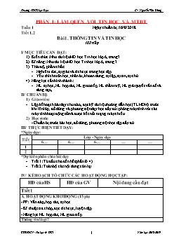 Giáo án môn Tin học khối 6 - Bài 1: Thông tin và tin học