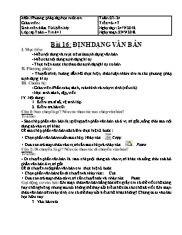 Giáo án môn Tin học khối 6 - Bài 16: Định dạng văn bản