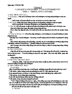 Giáo án môn Tin học khối 6 - Tiết 1 đến tiết 70