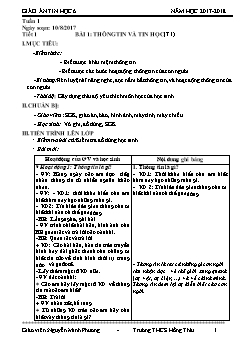 Giáo án môn Tin học khối 6 - Tiết 1 đến tiết 74