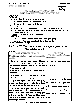 Giáo án môn Tin học khối 6 - Tiết 39 đến tiết 74 - Trường THCS Phan Bội Châu