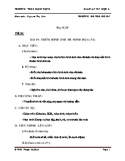 Giáo án môn Tin học khối 6 - Trường THCS Dịch Vọng - Bài 19: Thêm hình ảnh để minh họa