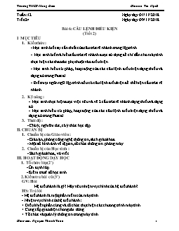 Giáo án môn Tin học khối 8 - Tiết 24 - Bài 6: Câu lệnh điều kiện