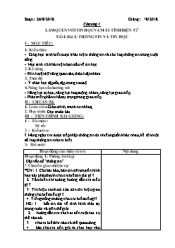 Giáo án môn Tin học lớp 6 - Bài 1: Thông tin và tin học