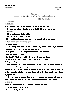 Giáo án Ngữ văn 7 tiết 81, 82: Văn bản Tinh thần yêu nước của nhân dân ta (Hhồ Chí Minh)