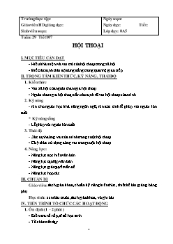 Giáo án Ngữ văn 8 tiết 107: Hội thoại