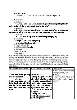 Giáo án Ngữ văn 8 tiết 108: Tìm yếu tố biểu cảm trong văn nghị luận