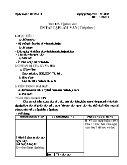 Giáo án Ngữ văn 8 tiết 128: Tập làm văn: Ôn tập tập làm văn ( tiếp theo )