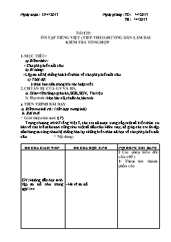 Giáo án Ngữ văn 8 tiết 129: Ôn tập tiếng việt (tiếp theo) hướng dẫn làm bài kiểm tra tổng hợp