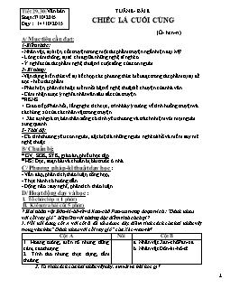 Giáo án Ngữ văn 8 tiết 29, 30: Chiếc lá cuối cùng (Ô- Hen-ri)