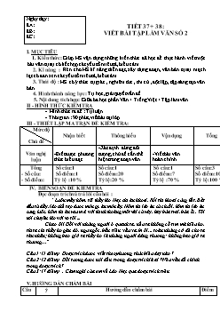 Giáo án Ngữ văn 8 tiết 37, 38: Viết bài tập làm văn số 2