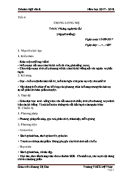 Giáo án Ngữ văn 8 tiết 4: Trong lòng mẹ - Trích: “Những ngày thơ ấu” (Nguyên Hồng)