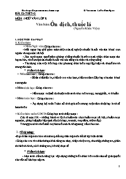 Giáo án Ngữ văn 8 tiết 45: Văn bản: Ôn dịch, thuốc lá (Nguyễn Khắc Viện)