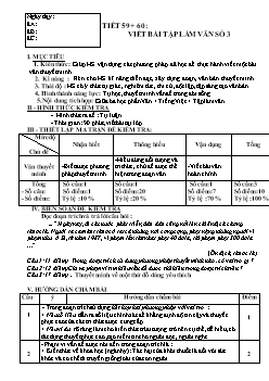 Giáo án Ngữ văn 8 tiết 59, 60: Viết bài tập làm văn số 3