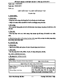 Giáo án Ngữ văn 9 tiết 111: Liên kết câu và liên kết đoạn văn (luyện tập)