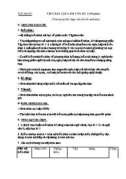 Giáo án Ngữ văn 9 tiết 36+37: Viết bài tập làm văn số 2 (Văn tự sự kết hợp với yếu tố miêu tả)