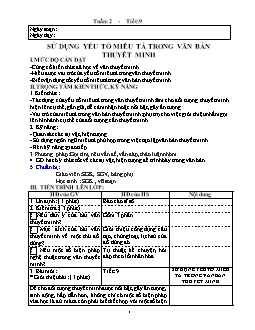 Giáo án Ngữ văn 9 tiết 9: Sử dụng yểu tố miêu tả trong văn bản thuyết minh