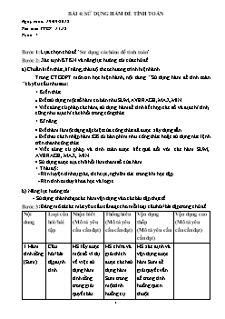 Giáo án Tin học 7, học kì I - Bài 4: Sử dụng hàm để tính toán