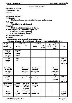 Giáo án Tin học 7, học kì I - Kiểm tra 1 tiết