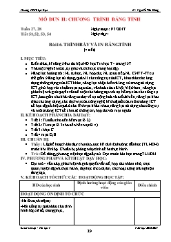 Giáo án Tin học 7 - Học kì II - Bài 16: Trình bày và in bảng tính