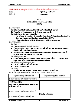 Giáo án Tin học 7 - Trường THCS Lạc Đạo - Bài 1: Tìm kiếm và thay thế