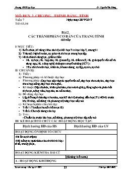 Giáo án Tin học 7 - Trường THCS Lạc Đạo - Bài 2: Các thành phần cơ bản của trang tính