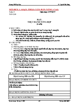 Giáo án Tin học 7 - Trường THCS Lạc Đạo - Bài 5: Thực hành tổng hợp