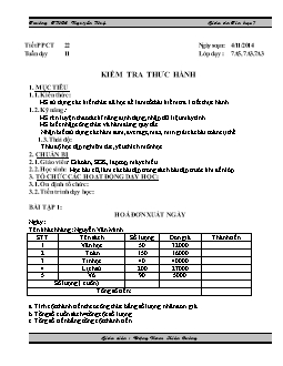 Giáo án Tin học 7 - Trường THCS Nguyễn Huệ - Tiết 22: Kiểm tra thực hành