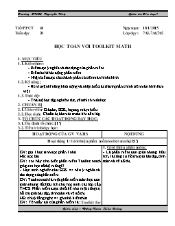 Giáo án Tin học 7 - Trường THCS Nguyễn Huệ - Tiết 41: Học toán với toolkit math