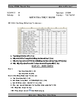 Giáo án Tin học 7 - Trường THCS Nguyễn Huệ - Tiết 49: Kiểm tra thực hành