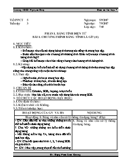 Giáo án Tin học 7 - Trường THCS Nguyễn Huệ - Tiết 8 - Bài 1: Chương trình bảng tính là gì