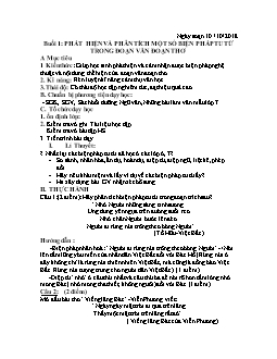 Gióa án bồi dưỡng Ngữ văn 8 - Buổi 1: Phát hiện và phân tích một số biện pháp tu từ trong đoạn văn đoạn thơ