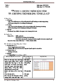 Kế hoạch bài dạy môn Tin học 7 - Bài 1: Chương trình bảng tính là gì