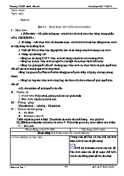 Kế hoạch bài dạy môn Tin học 7 - Bài 11: Học đại số với geogebra