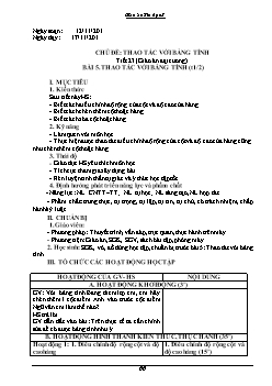 Kế hoạch bài dạy môn Tin học 7 - Bài 5: Thao tác với bảng tính