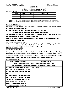 Kế hoạch bài dạy môn Tin học 7 - Trường THCS Phượng Lâu