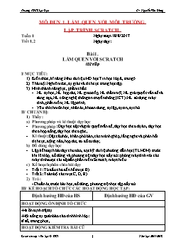 Kế hoạch bài dạy môn Tin học 8 - Bài 1: Làm quen với scratch