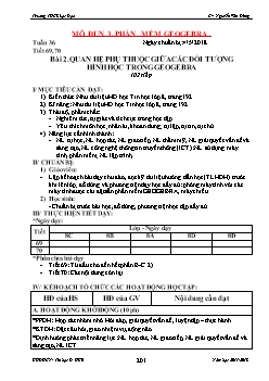 Kế hoạch bài dạy môn Tin học 8 - Bài 2: Quan hệ phụ thuộc giữa các đối tượng hình học trong geogebra