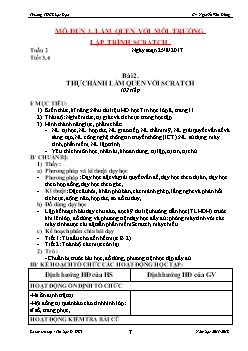 Kế hoạch bài dạy môn Tin học 8 - Bài 2: Thực hành làm quen với scratch