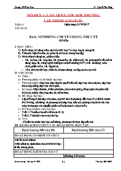 Kế hoạch bài dạy môn Tin học 8 - Bài 6: Mô phỏng chuyển động thực tế