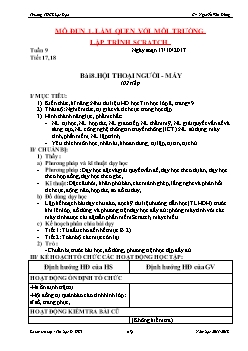 Kế hoạch bài dạy môn Tin học 8 - Bài 8: Hội thoại người - Máy