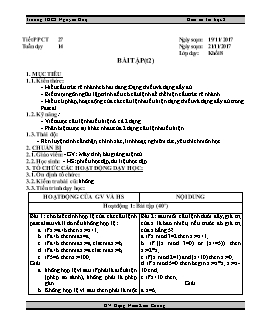 Kế hoạch bài dạy môn Tin học 8 - Trường THCS Nguyễn Huệ - Tiết 27: Bài tập