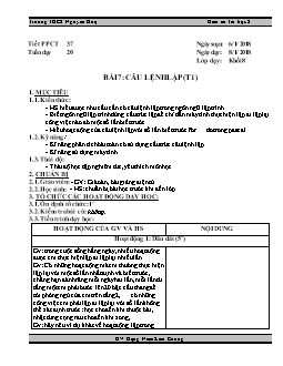 Kế hoạch bài dạy môn Tin học 8 - Trường THCS Nguyễn Huệ - Tiết 37 - Bài 7: Câu lệnh lặp